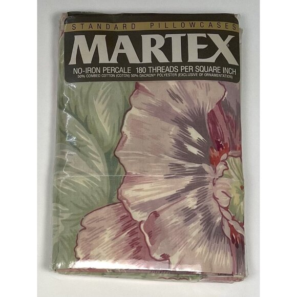Martex Other - VTG MARTEX 2 Standard PILLOWCASES Peonies No-Iron Percale 180 Thread Count NIP